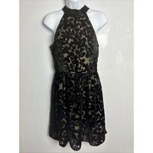 Ark & Co Womens Velvet Floral Burnout Black Midi Dress S Fairygoth Wedding Guest